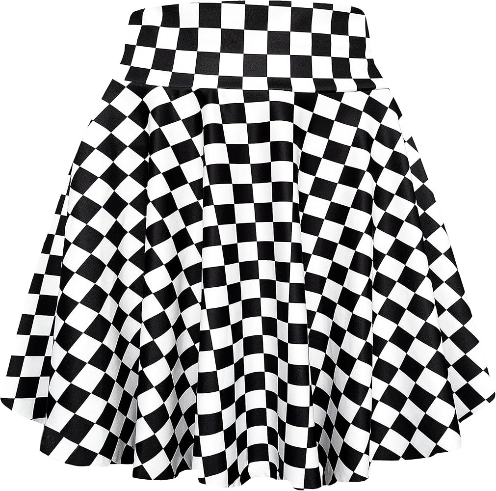 Afibi Women's Casual High Waisted Mini Flared Print Pleated Skater Skirt | Amazon (US)
