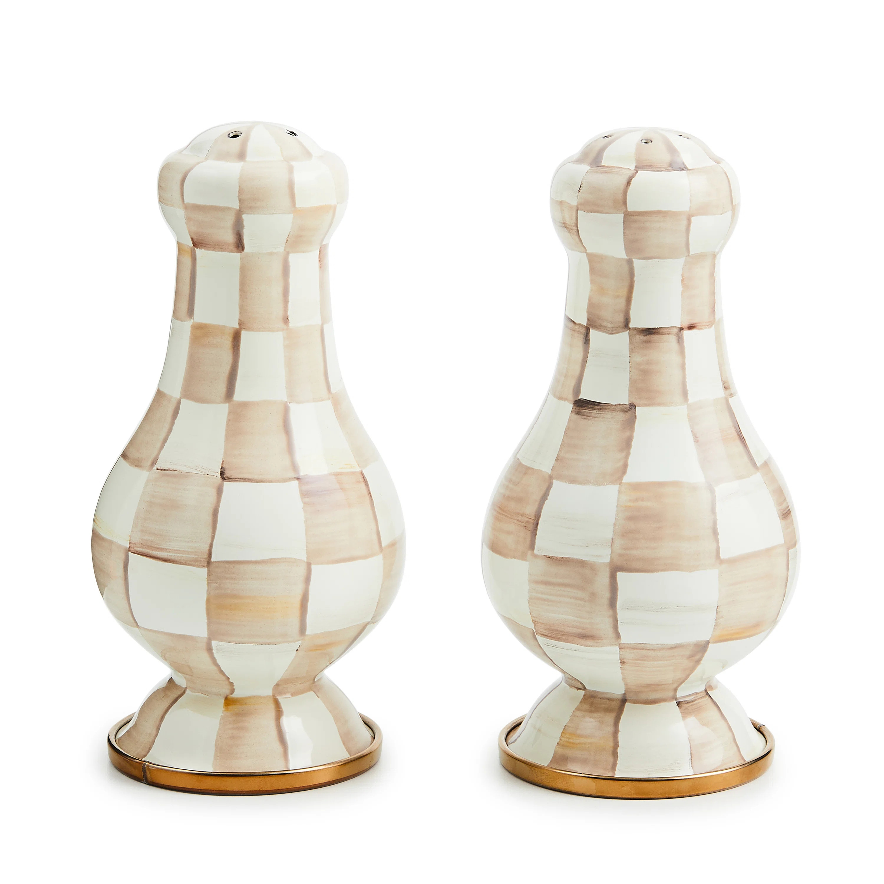Mocha Check Large Salt & Pepper Shakers (Set of 2) | Wayfair North America