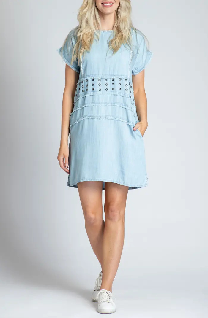 APNY Frayed Grommet A-Line Chambray Dress | Nordstrom | Nordstrom