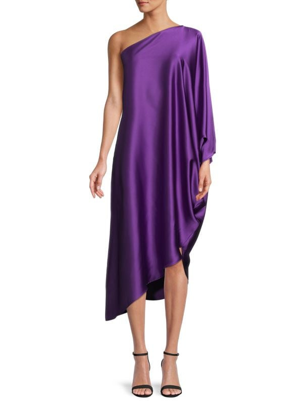 One Shoulder Satin Midi-Dress | Saks Fifth Avenue OFF 5TH