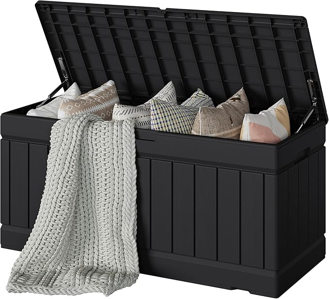 Devoko 78 Gallon Deck Box, Waterproof Resin Outdoor Storage Box for Outside and Patio, Outdoor St... | Amazon (US)