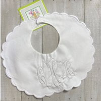 Personalized, Monogrammed, Embroidered, Baby, Baptism, Birth, Christening, Heirloom, Scalloped White, Blue, Green, Gray, Boy, Girl, Bib, Gift | Etsy (US)