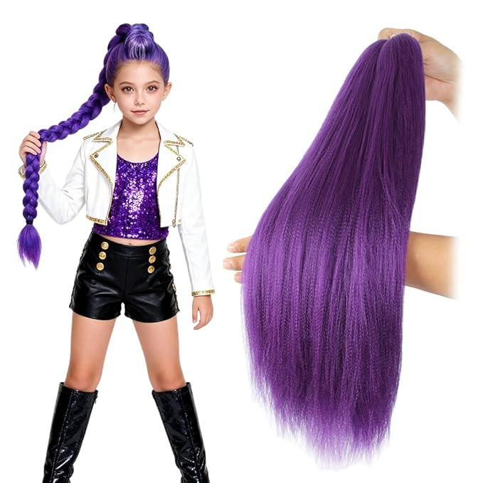 Purple Pre-stretched Braiding Hair Extension Synthetic Yaki Braiding Hair Extensions for Kids Gri... | Amazon (US)