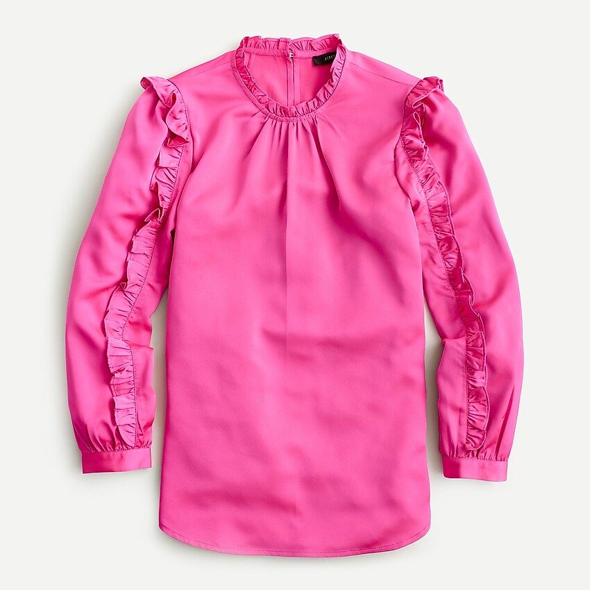 Ruffle-sleeve top in satin crepe | J.Crew US