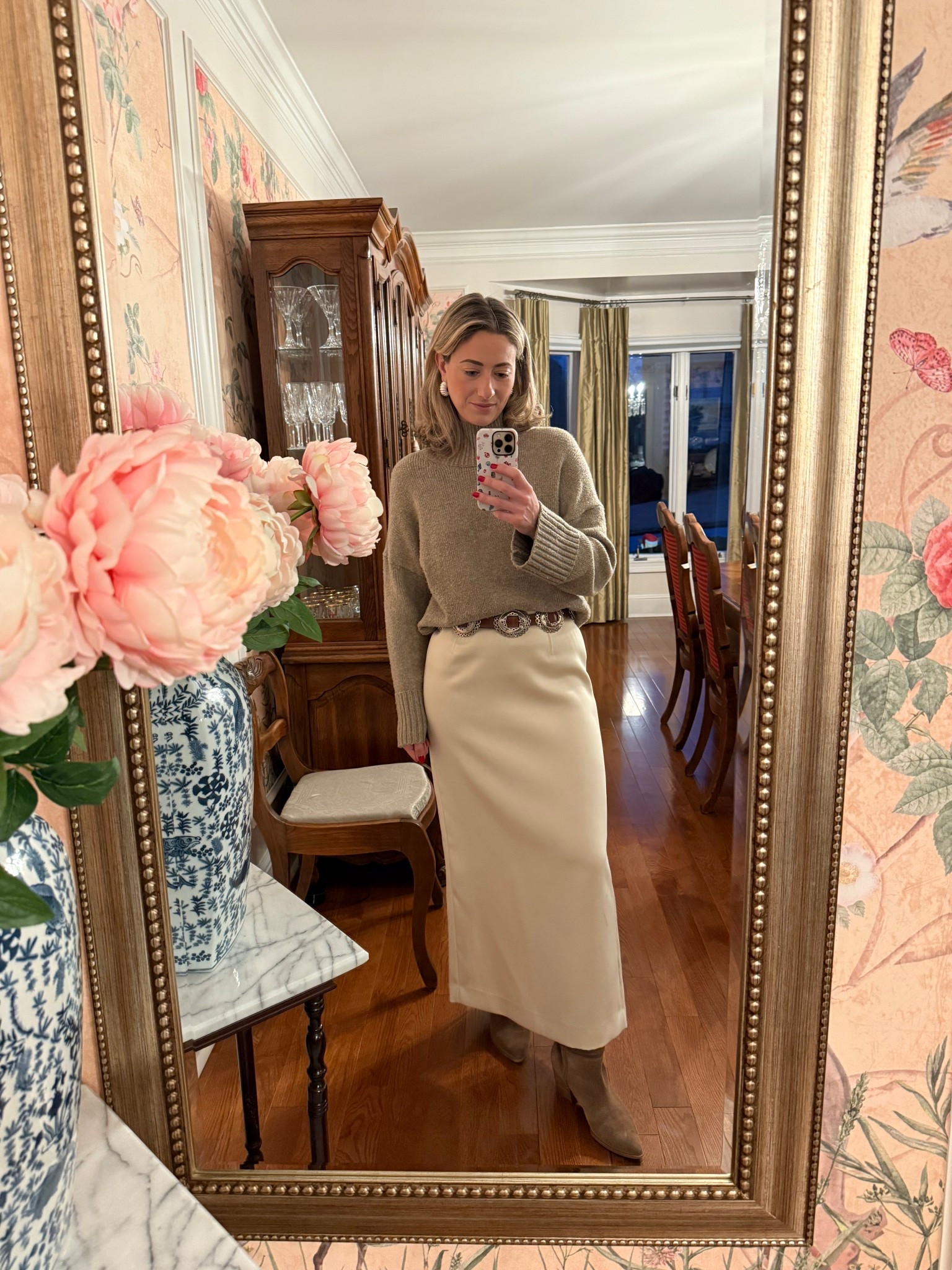 Effortless neutrals done right 🤍
This is one of those outfits that feels elevated but easy. a soft neutral sweater paired with a classic midi skirt, finished with suede boots and a statement belt. It’s polished without feeling fussy and perfect for everyday wear, errands, meetings, or a casual dinner out. Neutral layers and clean lines are always the foundation of a timeless wardrobe.

✨ Everything is linked here. classic pieces you’ll reach for season after season.

#LTKootd #LTKgrwm #LTKWorkwear
