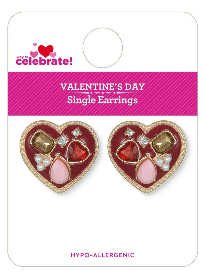 Way to Celebrate Valentine's Day Heart Charm Earrings, 1 Pair | Walmart (US)