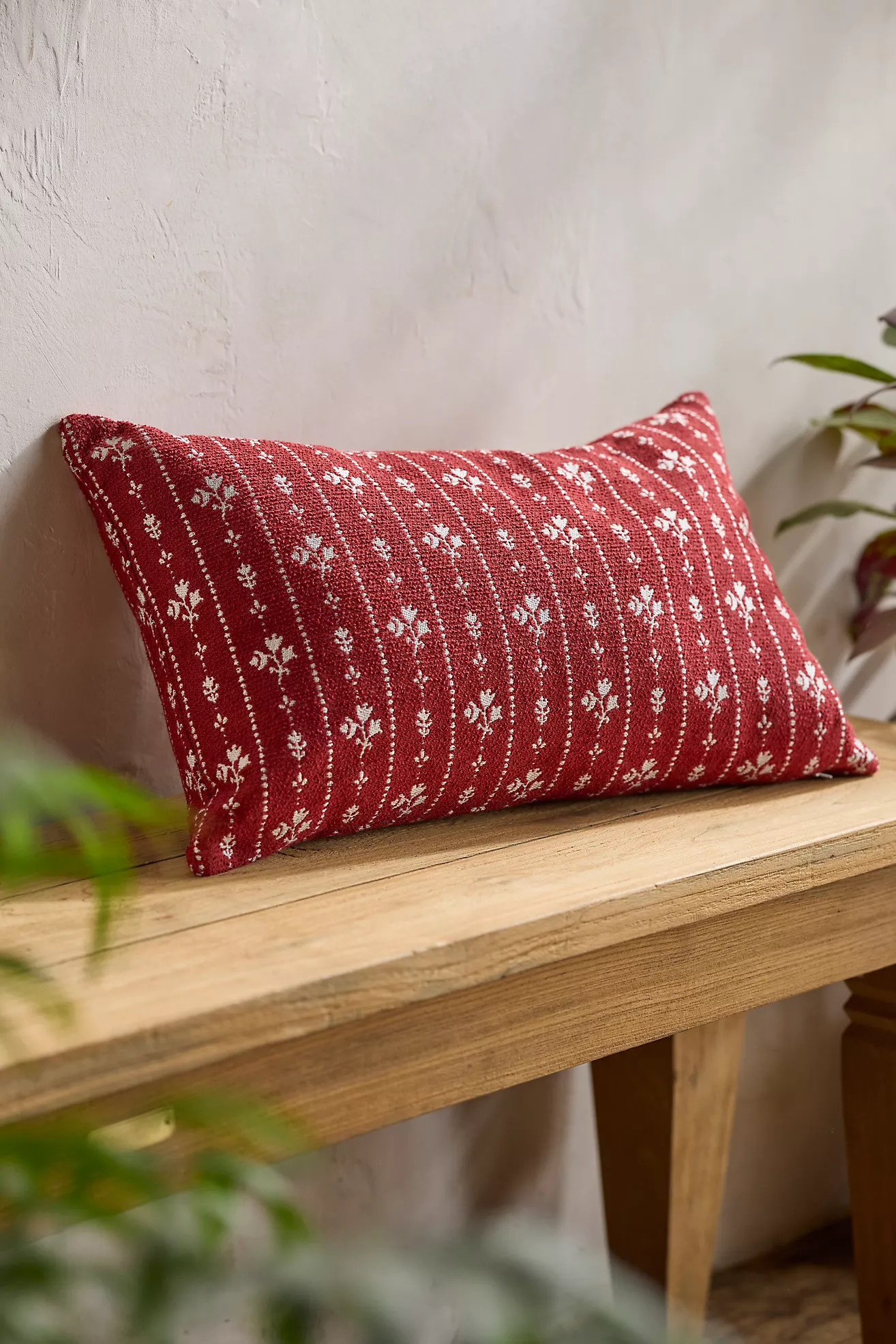 Floral Stripe Outdoor Pillow, Red | Anthropologie (US)