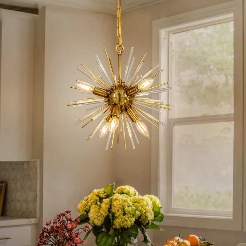 Haings 6-Light Modern Gold Sputnik Sphere Chandelier Starburst Satellite Pendant Ceiling Lighting | Wayfair North America