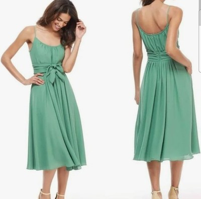 Gal Meets Glam 6 Elsie Green Double Tie Waist Spagetti Strap Fit & Flare Dress | eBay US