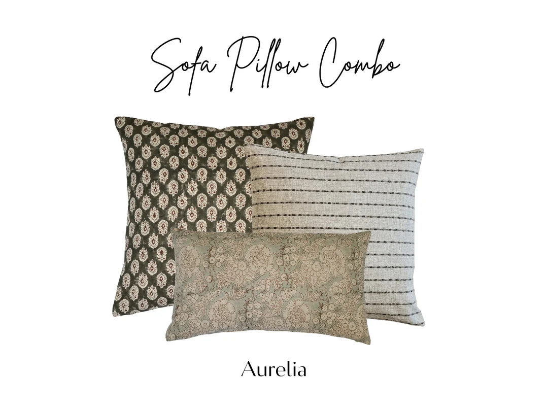 Sofa Pillow Combo Aurelia, Moody Pillow Combo, Neutral Pillow Combos, Neutral Pillow Cover Set, D... | Etsy (US)