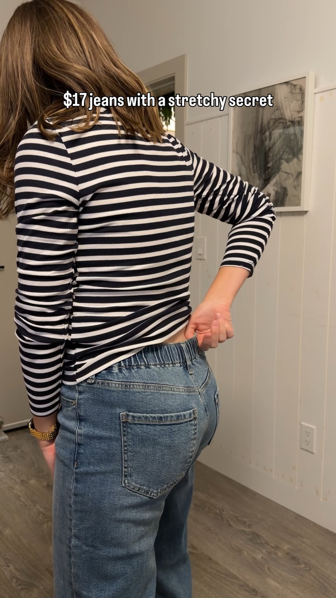 These aren’t the stiff, pinchy jeans you dread putting on—think “real denim look,” but with the comfort upgrade built in. This Walmart fashion find has a super flattering fit and looks like classic jeans from the front, but the back waistband has a stretchy elastic panel that makes them feel unbelievably comfy. You get the polished, structured vibe without the struggle, and I’m not kidding when I say they’re some of the most flattering jeans in my closet. Walmart absolutely nailed this pair AND THEY ARE ONLY $17!!!!! 🤯 

#LTKMidsize #LTKootd #LTKmomlife