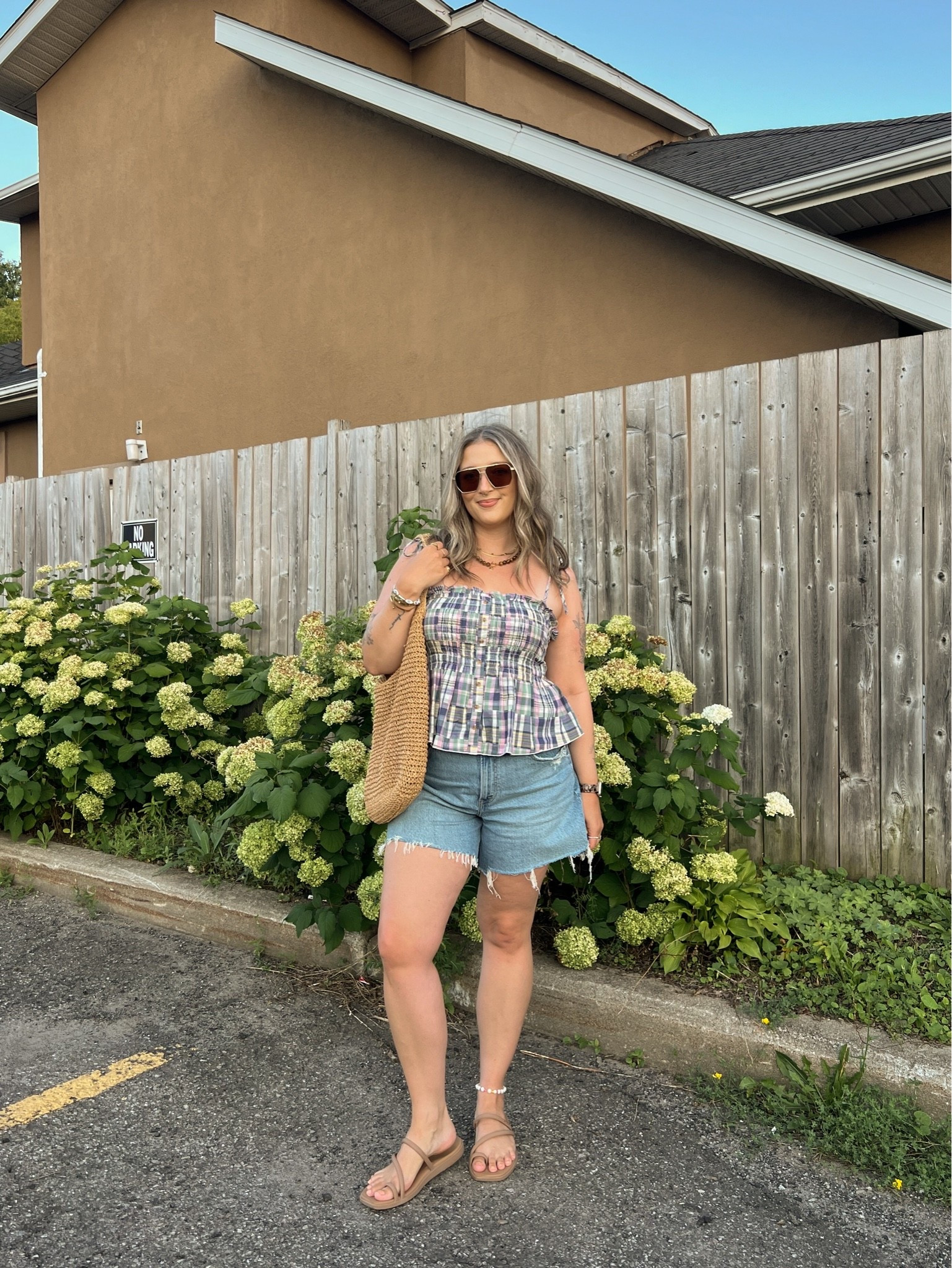 Simple summer outfit! Wearing L in the plaid tank top. Sized up to 32 in the denim shorts for a loose fit. I’m a 9.5-10 shoe and wear a 10 in the crocs sandals, Canadian crocs link under “similar products”

#LTKsummer #LTKsale #LTKmidsize