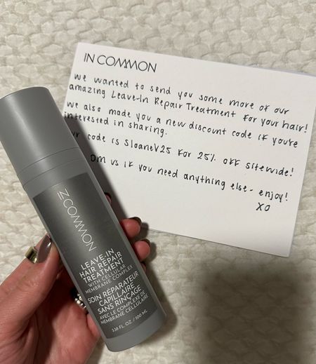 In common beauty use the code SLOANEV25 for 25% off  Leave-In Hair Repair Treatment With Cellular Membrane Complex. REPAIR: Helps enhance strength by repairing broken bonds.

MOISTURIZE: Helps balance moisture levels, including offsetting the negative effects of over-bonding and/or over-proteinizing, without weighing hair down.

PROTECT: Helps seal the cuticle to defend against chemical, mechanical + heat damage.

#LTKbeauty #LTKfindsunder50 #LTKsalealert