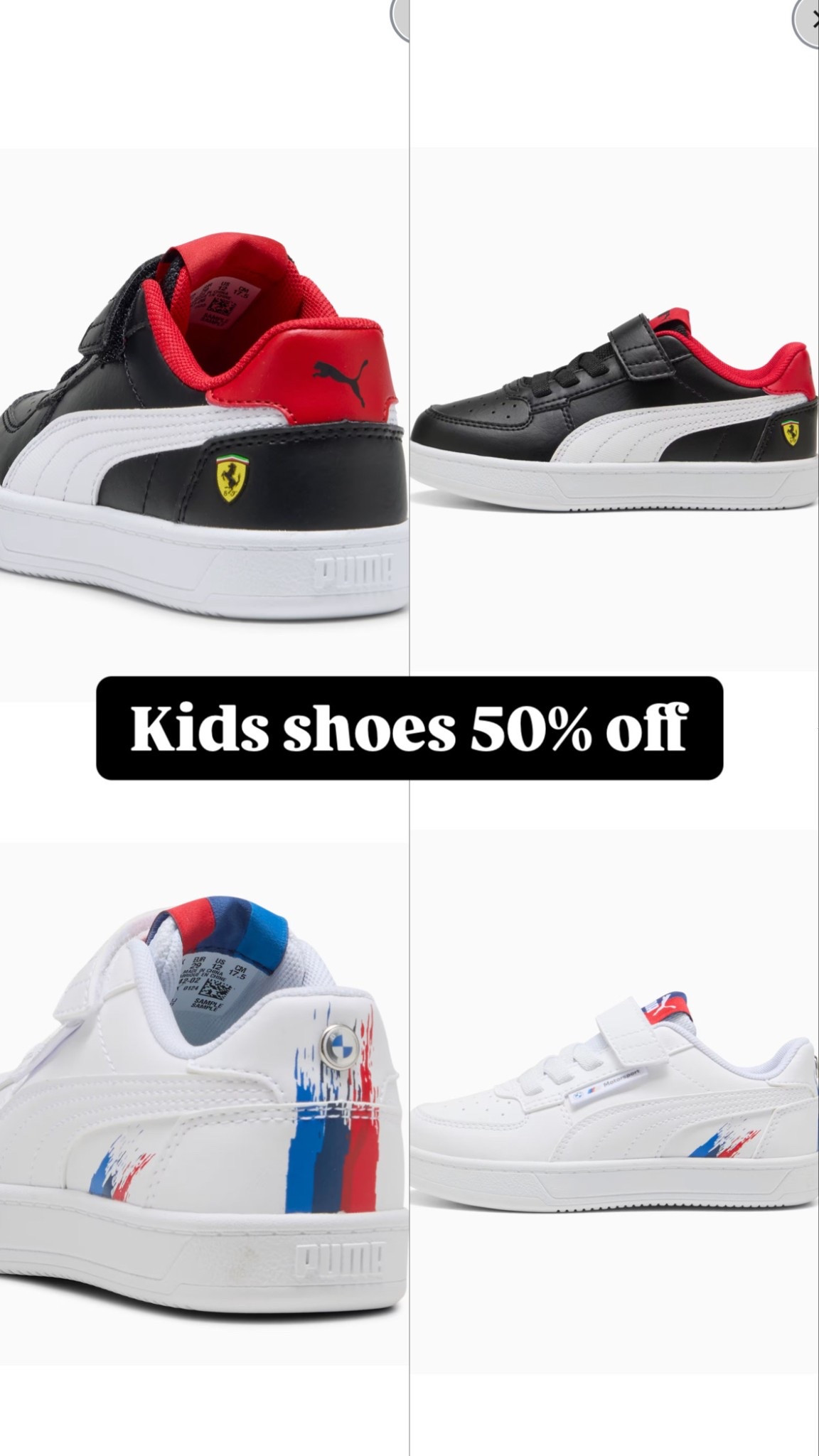 If your kids love cars these are the perfect shoes! Comfy and so stylish...Ferrari and BMW and 50% off now!

Tagged some matching adult sneaks too if you want to match your kid!

#LTKKids #LTKShoeCrush #LTKSaleAlert