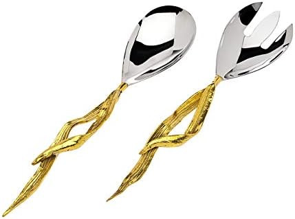 Godinger Salad Server Fork Spoon Set Crumpled Leaf Design | Amazon (US)