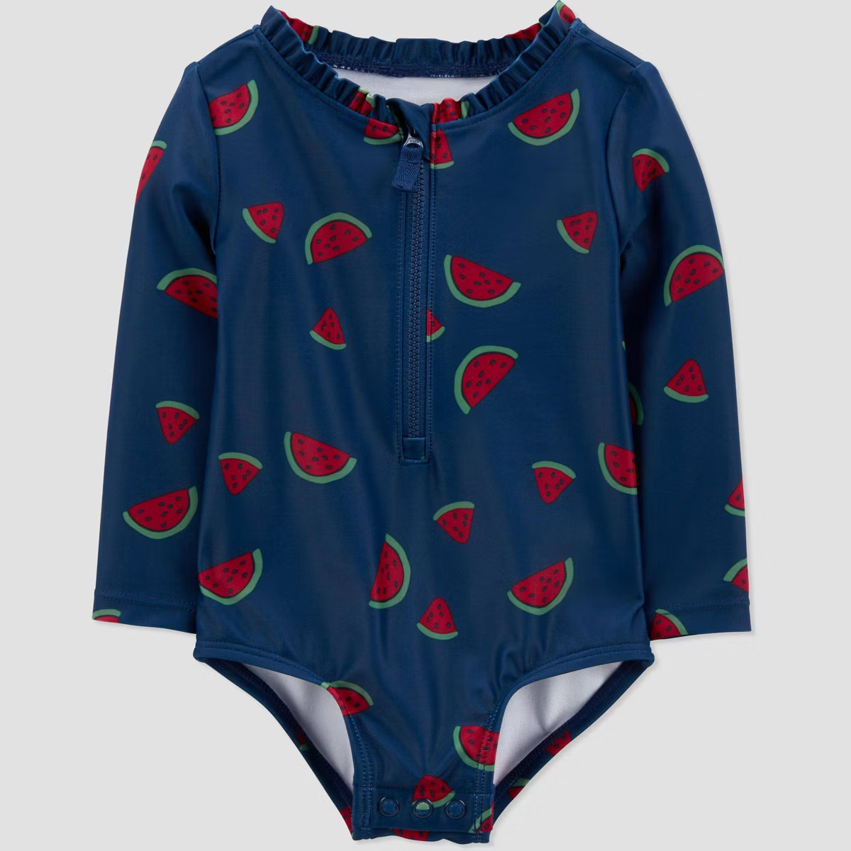 Carter's Just One You® Baby Girls' Long Sleeve Watermelon One Piece Rash Guard - Red/Navy Blue | Target