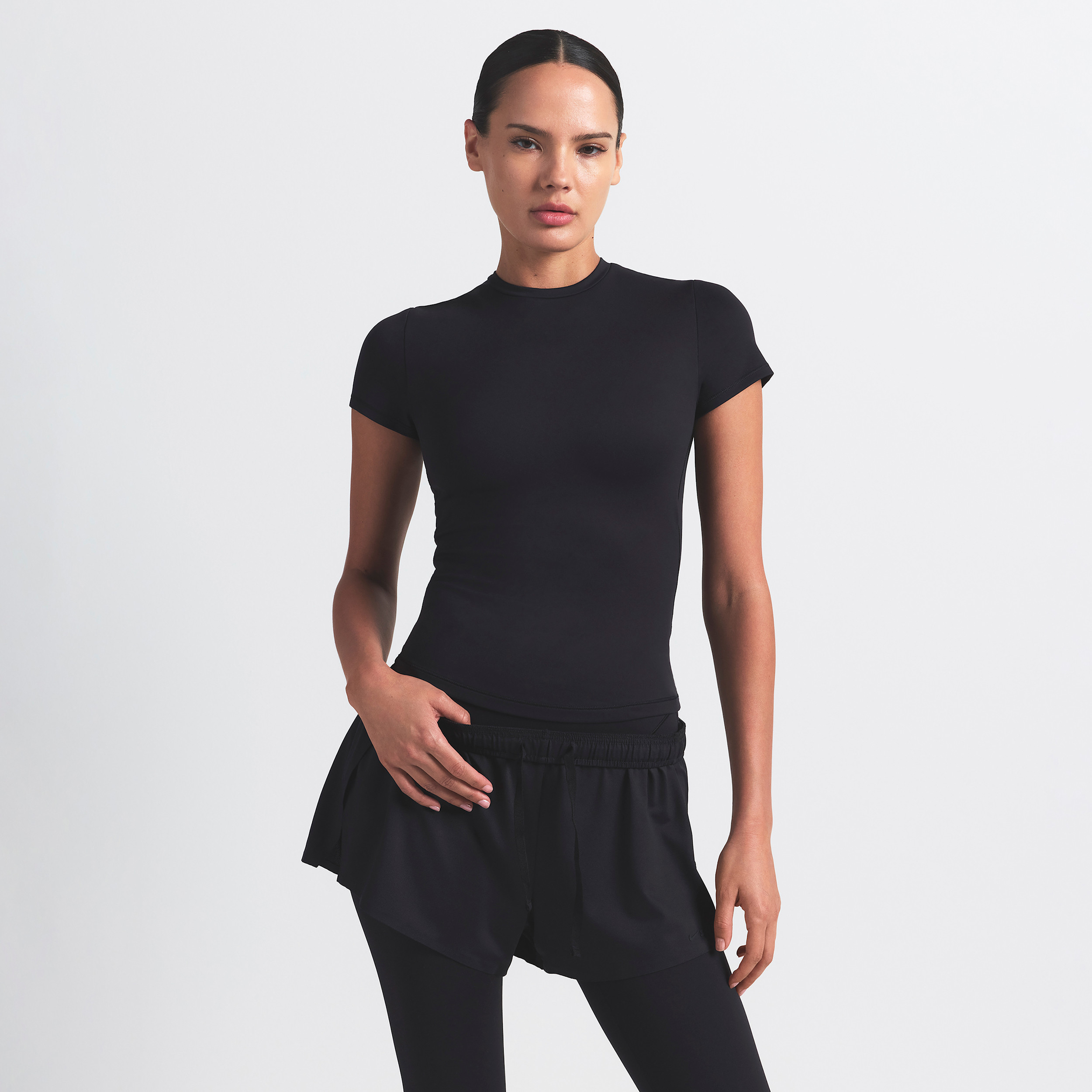 Nike SKIMS Matte Women's Padded Baby T-Shirt in Black | SSSSL9487W-OBD | Nike (US)