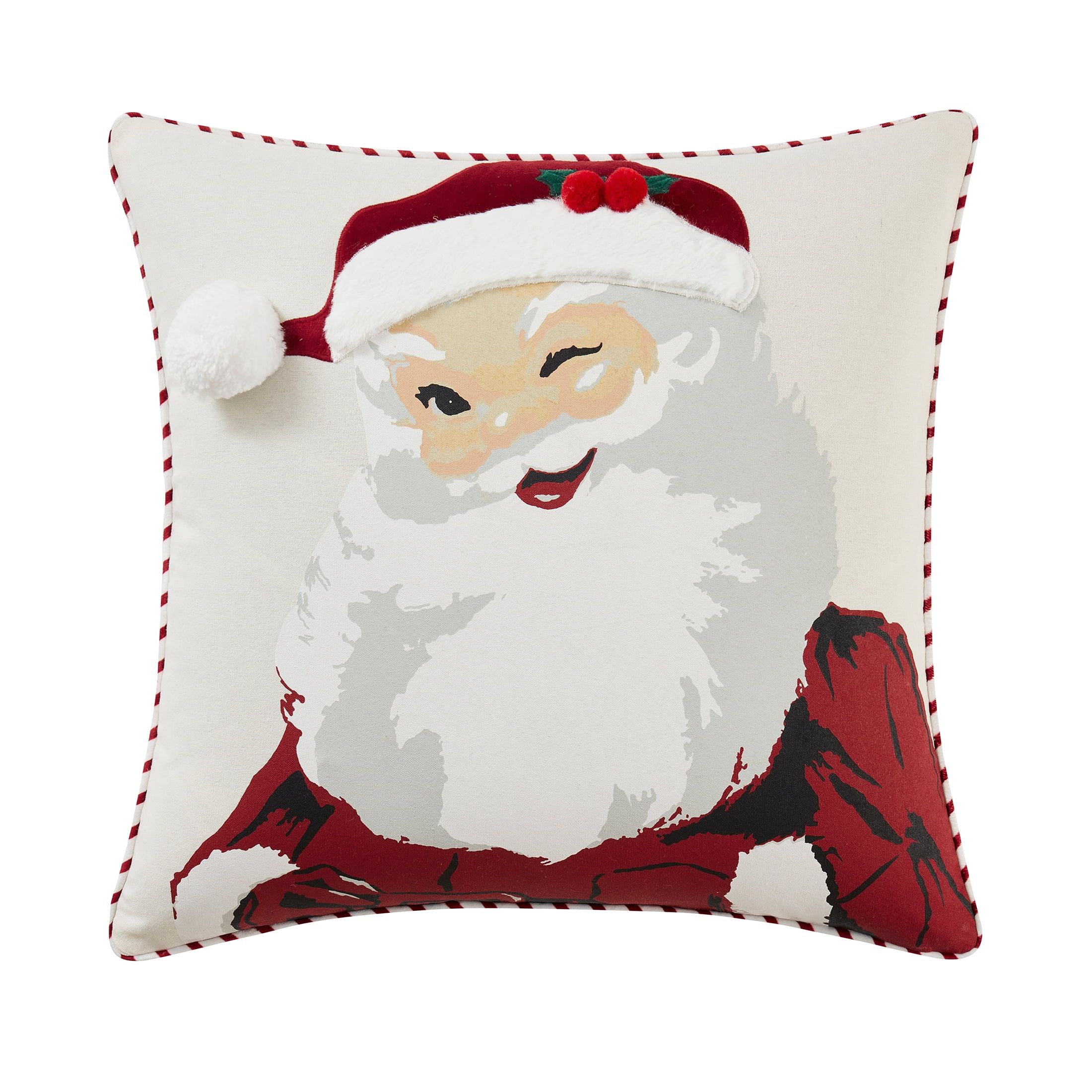 My Texas House Jolly Santa 20" x 20" White/Red Reversible Decorative Pillow Cover | Walmart (US)