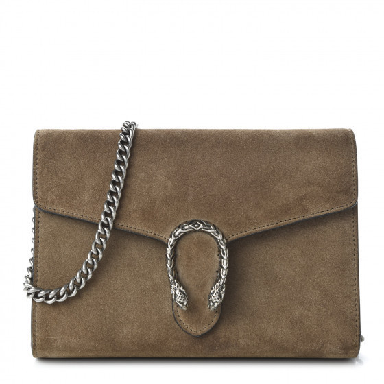Suede Mini Dionysus Chain Wallet Taupe | Fashionphile