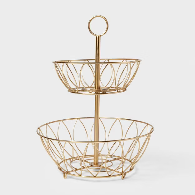 Iron Wire 2-Tier Fruit Basket Gold - Threshold™ | Target