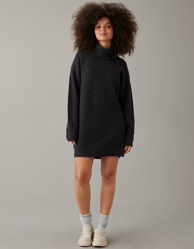 AE Oversized Turtleneck Sweater Dress | American Eagle Outfitters (US & CA)