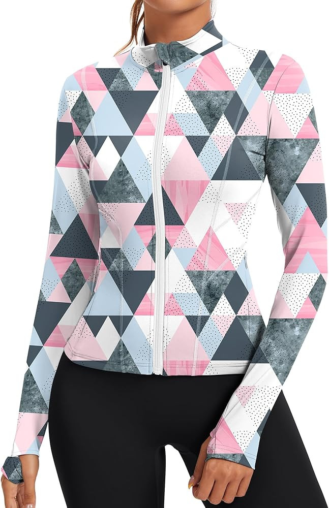 Rapbin Women's Slim Fit Workout Jackets Full Zip Long Sleeve Running Athletic Tops Yoga Shirts wi... | Amazon (US)