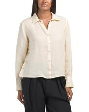 Linen Long Sleeve Collared Button Down Shirt | TJ Maxx