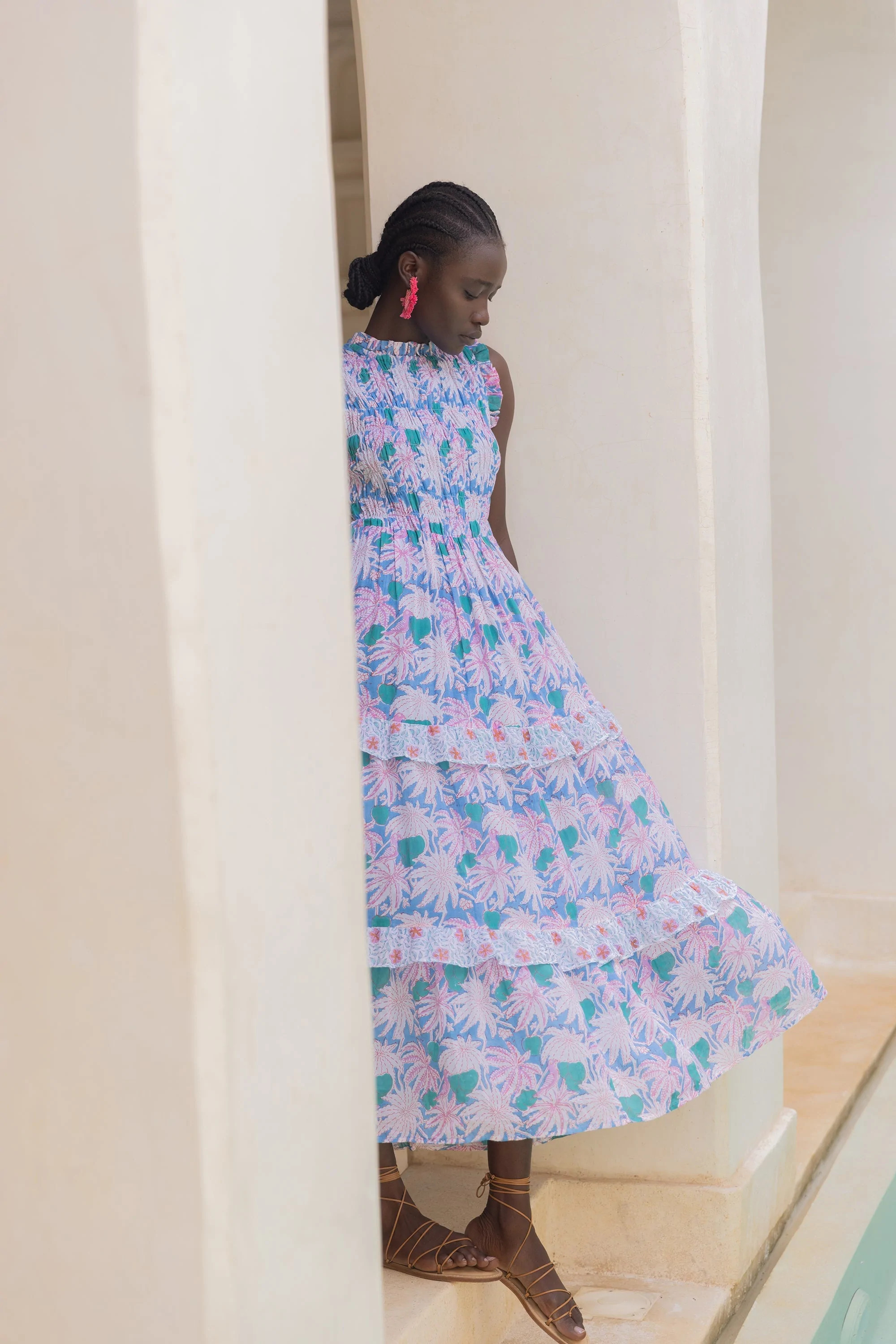 Sleeveless Smocked Maxi- Cayman Blue | TUKE BAZAAR