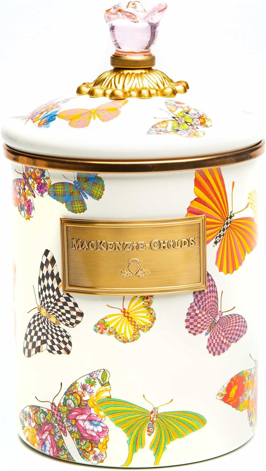 MacKenzie-Childs Butterfly Garden Canister with Lid, Decorative Food Canister, Medium, 1 Count (P... | Amazon (US)