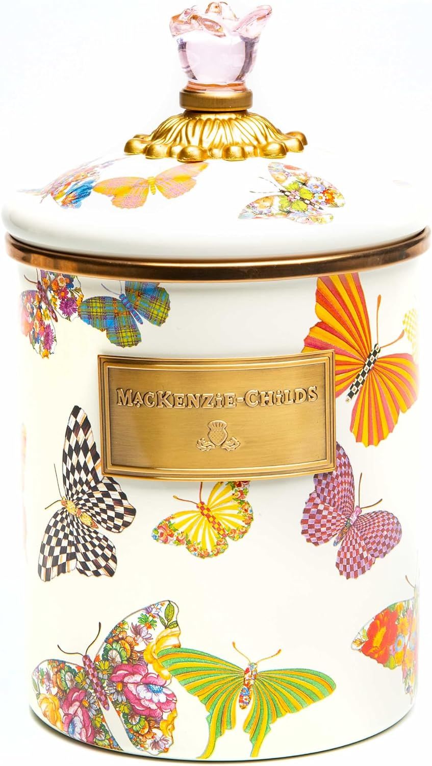 MacKenzie-Childs Butterfly Garden Canister with Lid, Decorative Food Canister, Medium, 1 Count (P... | Amazon (US)