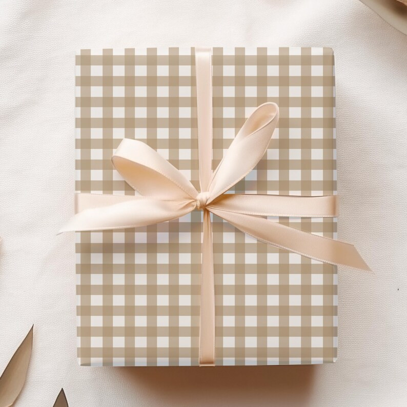 Brown Gingham Wrapping Paper, Rustic Checkered Gift Wrap for Weddings, Birthdays, Holidays & Craf... | Etsy (US)