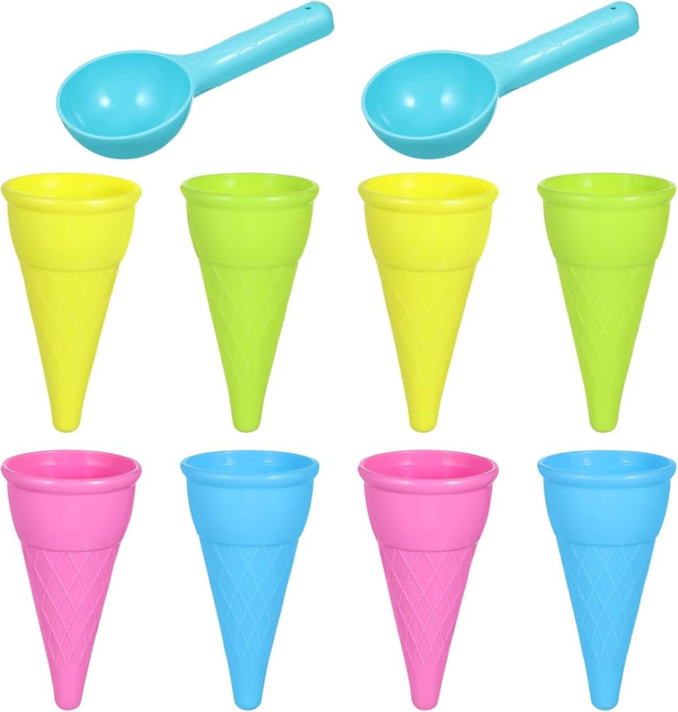 Toddmomy Toodler Toys 10 Pieces Plastic Ice Cream Cones Scoop Outdoor Beach Toys Set Kids Sand Mo... | Amazon (US)