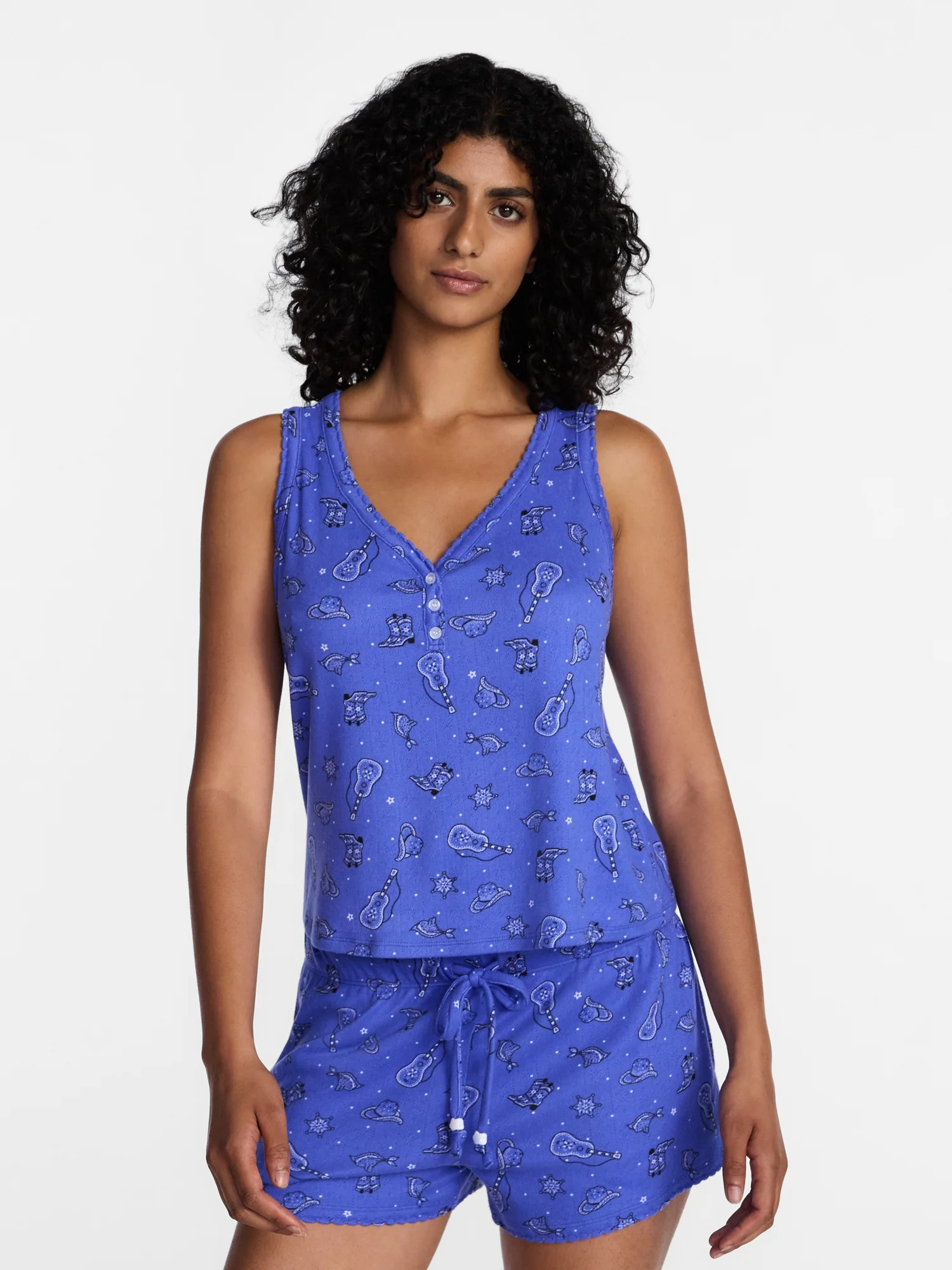 Way to Celebrate Women's Pointelle Pajama Set, 2-Piece, Sizes XS-3X | Walmart (US)