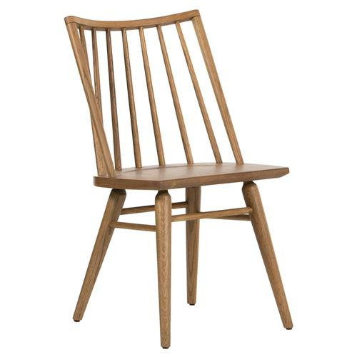 Lara French Classic Brown Oak Wood Windsor Dining Side Chair | Kathy Kuo Home