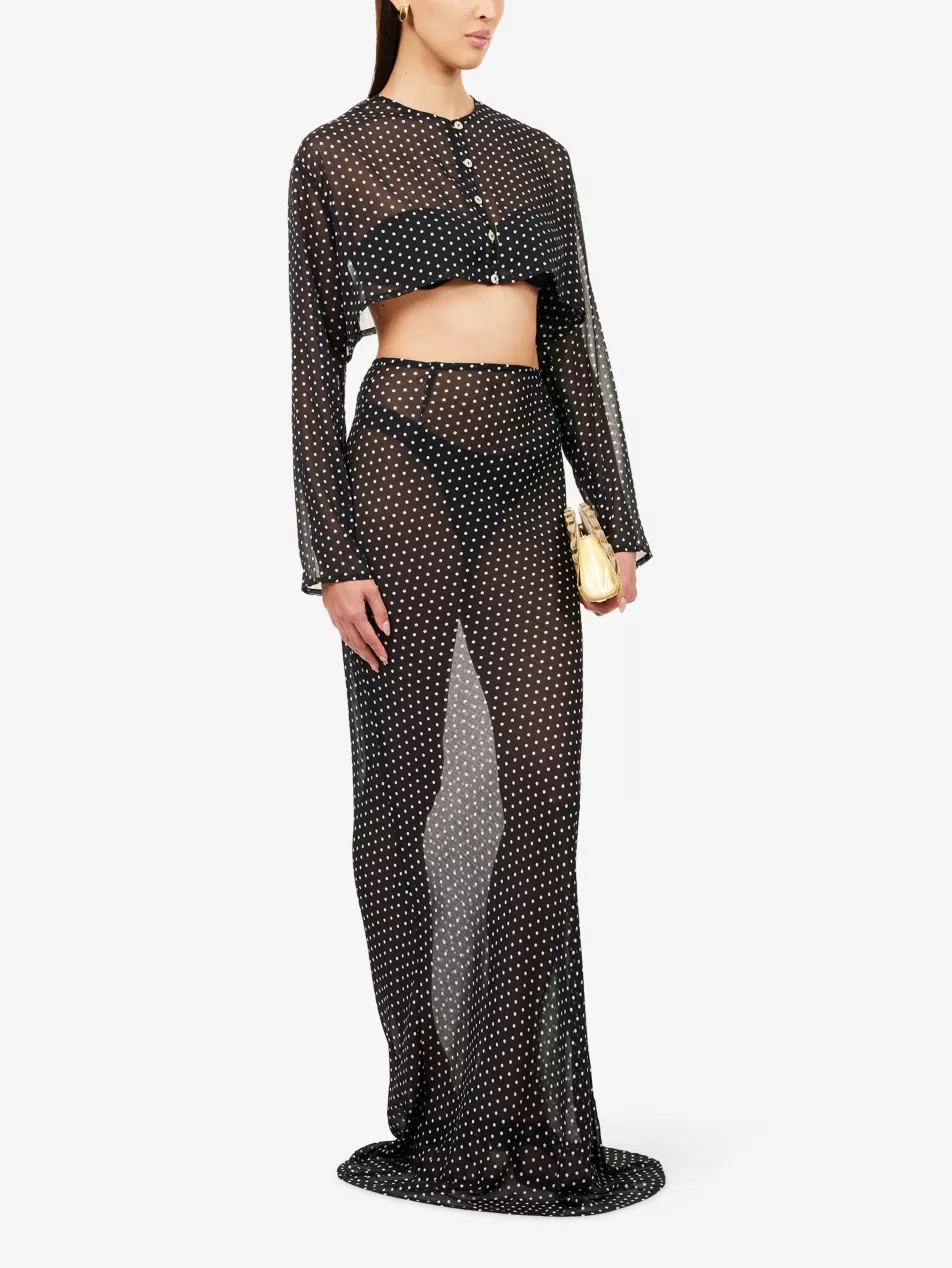 Long-Sleeve Cropped Sheer Top | Selfridges