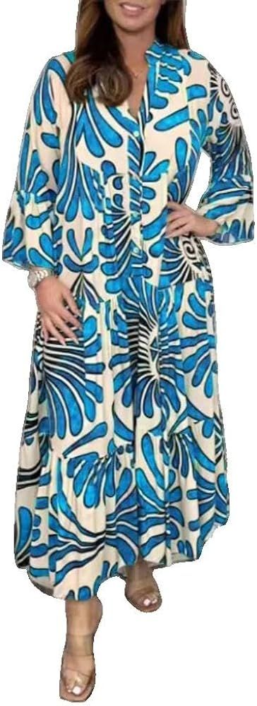 FATFY Summer Clothing Collar Long Sleeve Large Hemline Dresses Streetwear | Amazon (US)