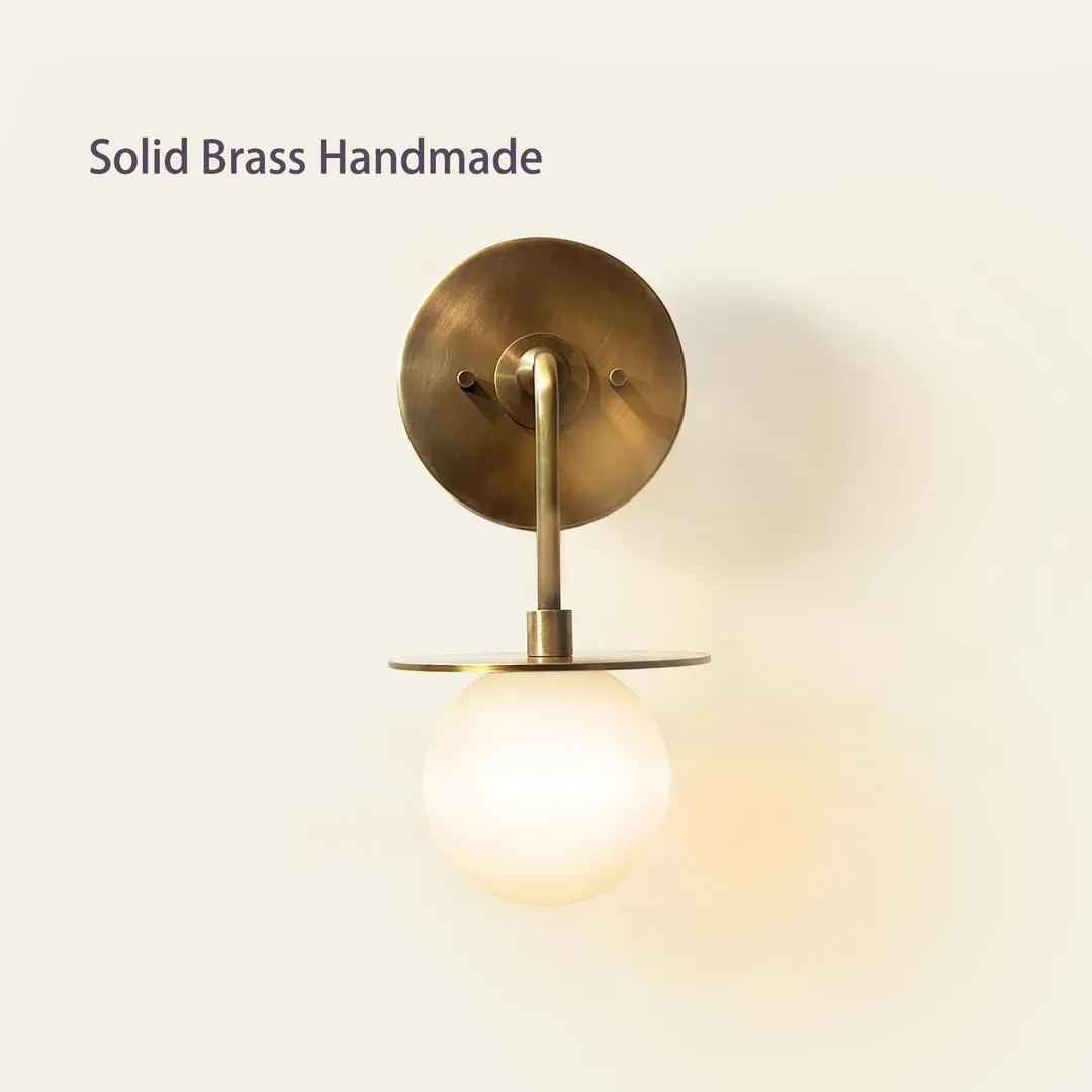 Handmade Solid Brass Wall Sconce, Mid-Century modern Glass Globe Lamp. No.0114 | Etsy (US)