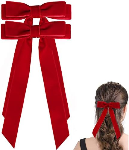 Large Velvet Hair Bows For Girls,2 PCS 5 Inch Bows Hair Alligator Clips Accessories for Women Gir... | Amazon (US)