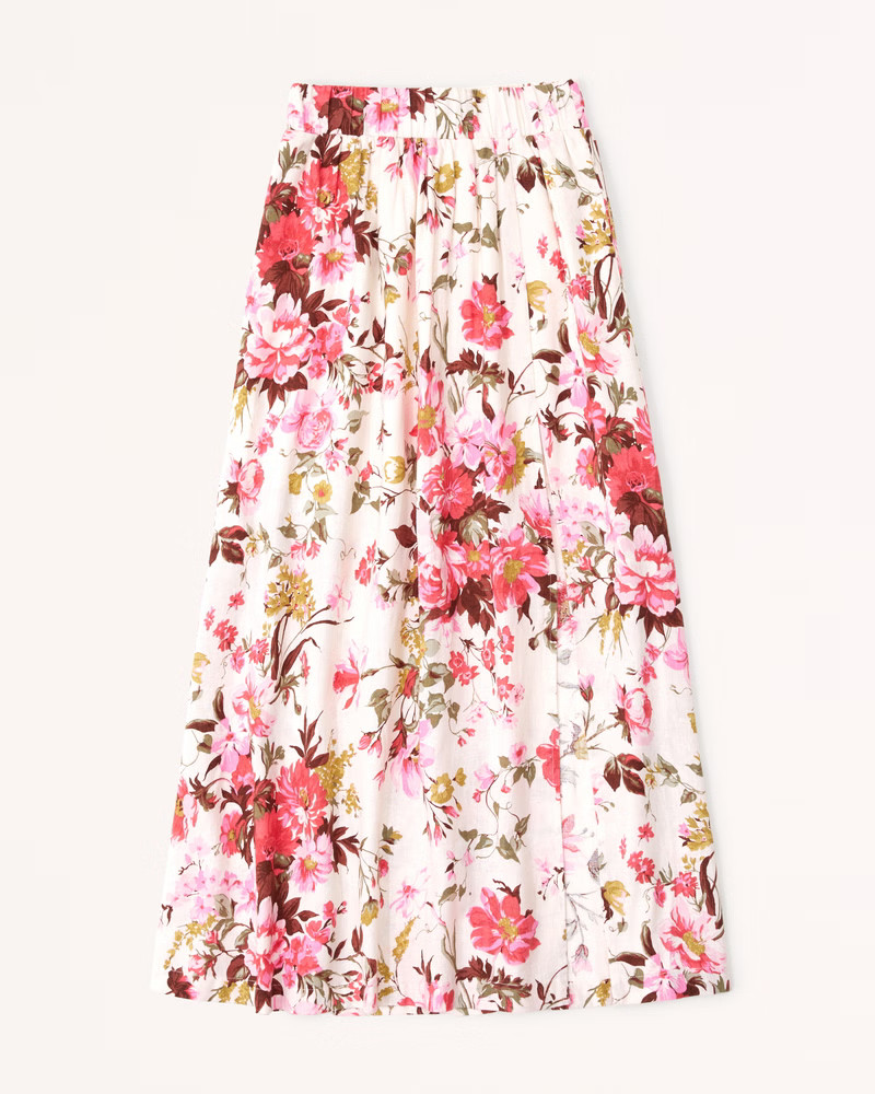 Linen-Blend High-Slit Maxi Skirt | Abercrombie & Fitch (US)