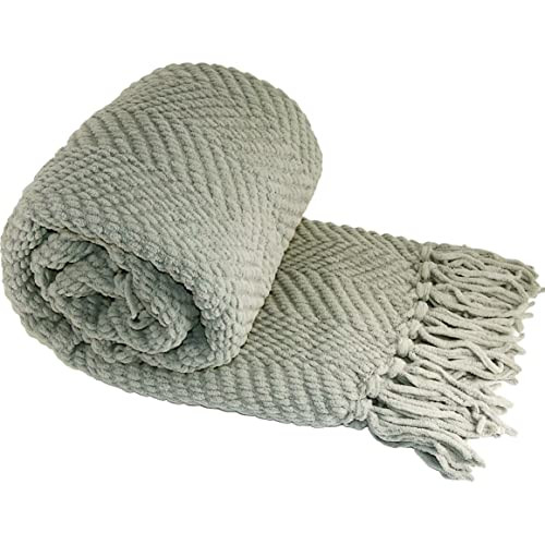 Home Soft Things Silver Throw Blanket Knitted Tweed Throw 60'' x 80'', Silver, Super Soft Cozy Warm Comfortable Breathable Throw for Living Room Chair Couch Bed Sofa Bedroom Home Décor | Amazon (US)