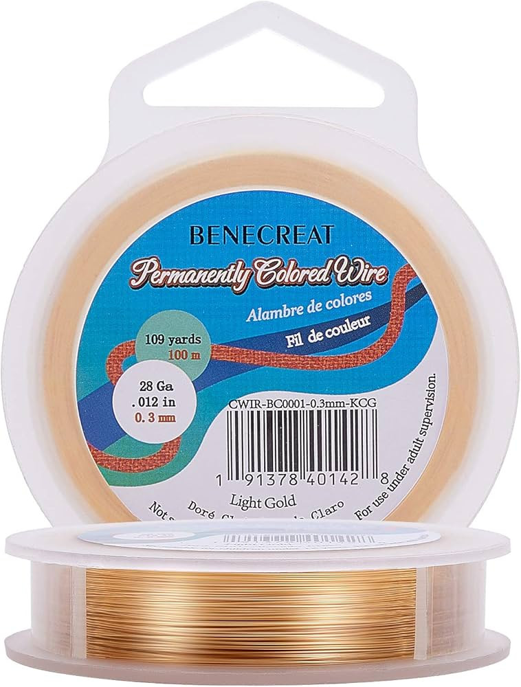 BENECREAT 28-Gauge KC Gold Copper Wire Tarnish Resistant Wire, 328-Feet/109-Yard, for Jewelry Mak... | Amazon (US)