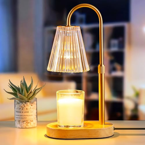 Skjrvrh Candle Warmer Lamp with Timer: Electric Candles Wax Warmers Glass Lamps for Jar Candles Burner Adjustable Height and Dimmable Light Modern No Flame Scented Candle Warming Lantern, Amber | Amazon (US)