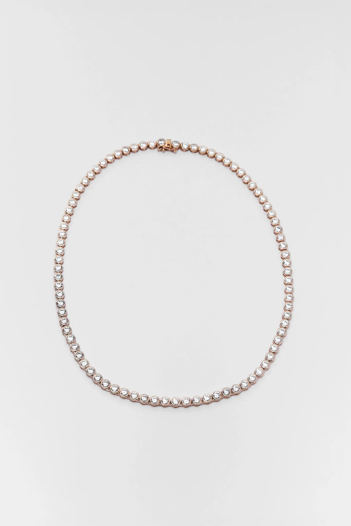 Gold Round Bezel Tennis Necklace | Avara