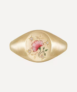 18ct Gold The Rose and Diamond Signet Ring | Liberty London (UK)