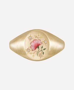 18ct Gold The Rose and Diamond Signet Ring | Liberty London (UK)