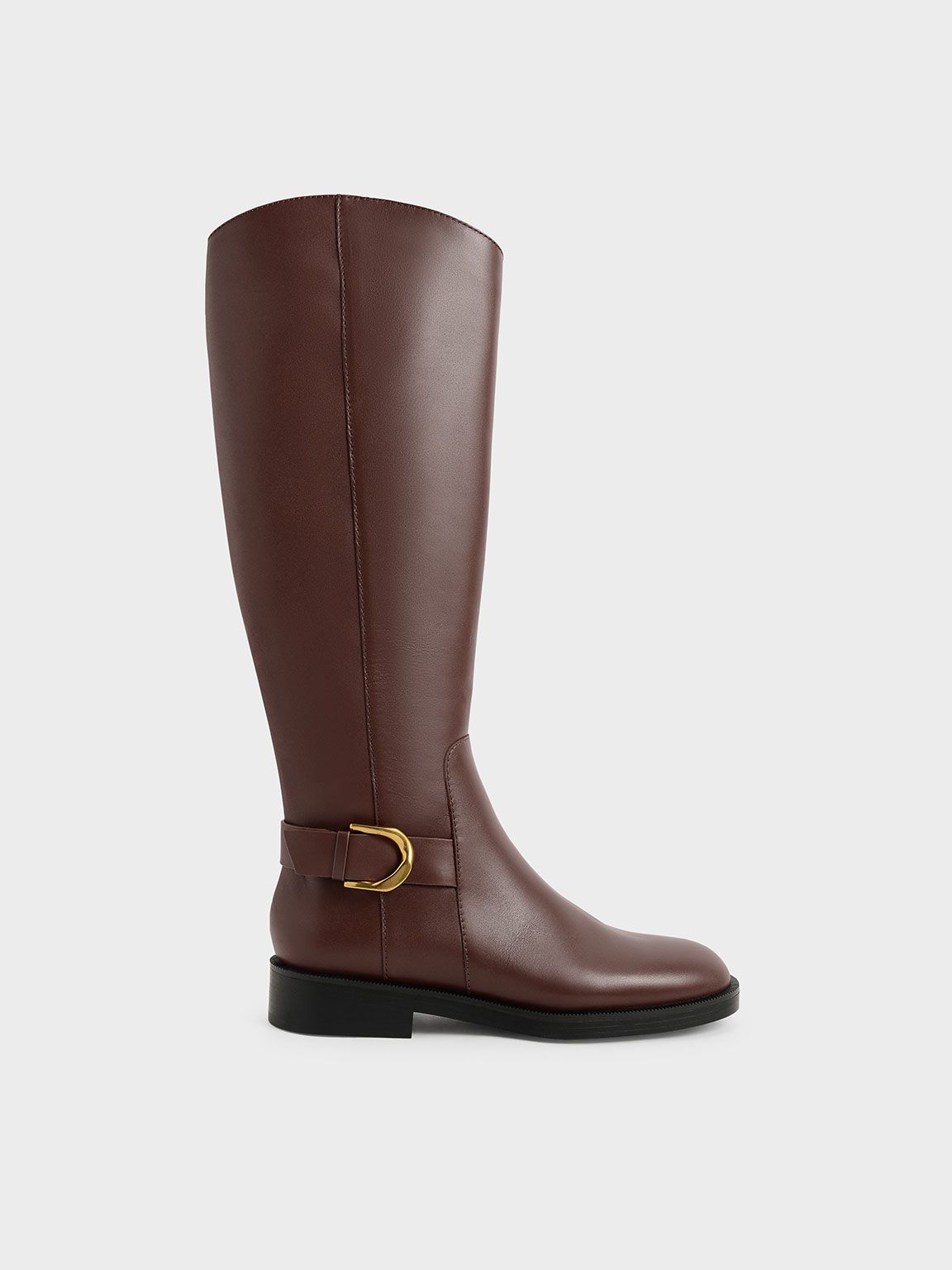 Brown Gabine Leather Knee-High Boots | CHARLES & KEITH UK | Charles & Keith UK