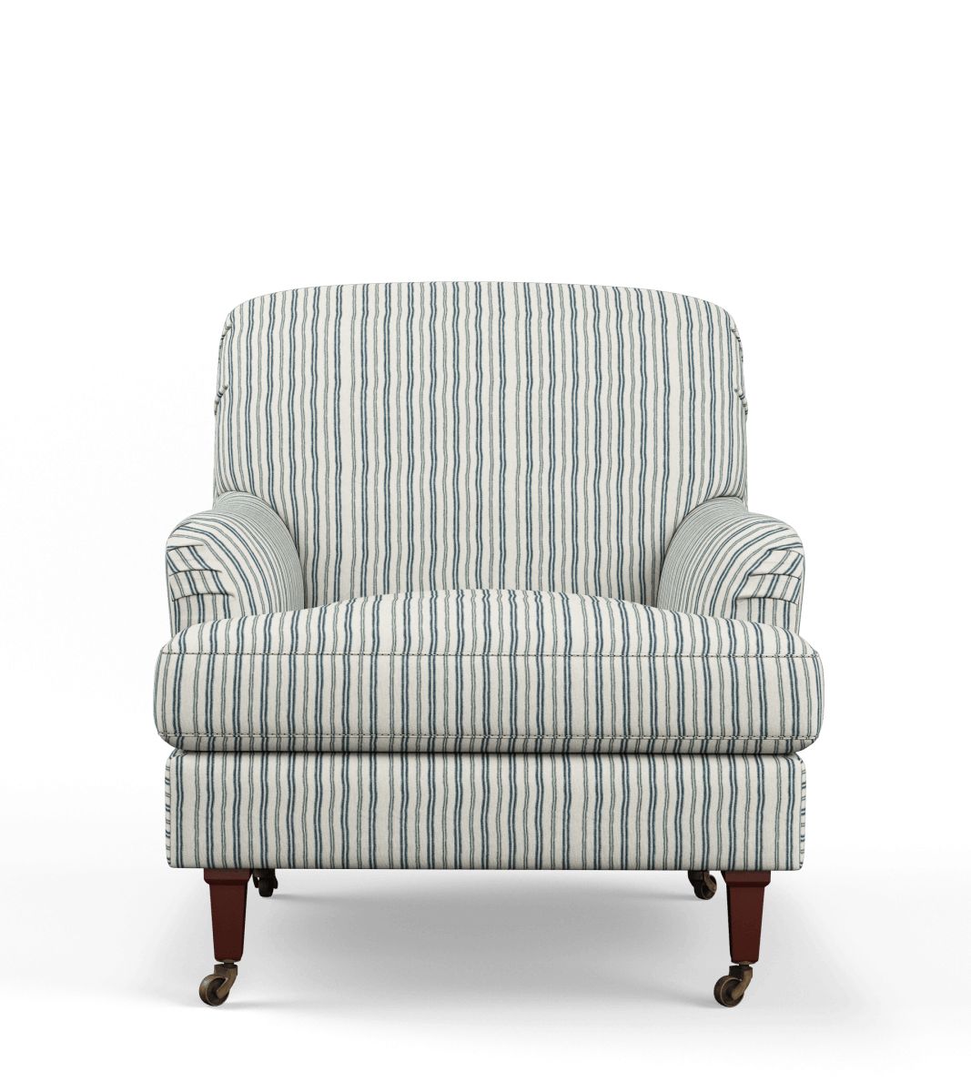 Large Coleridge Armchair with Linen Fixed Cover - Perfect Navy Ticking Stripe | OKA US
