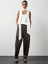 Michelle Keegan Faux Leather Barrel Leg Trouser, Brown, Size 12, Women | Very (UK)