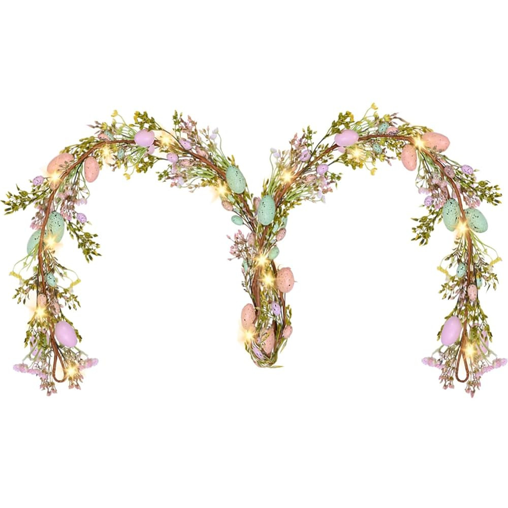 6FT Easter Garland with Light,Artificial Garlands with Easter Egg,Easter Decorations Spring Garla... | Amazon (US)