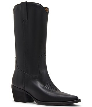 Steve Madden Albany Leather Western Block Heel Mid Calf Boots | Dillard's | Dillard's